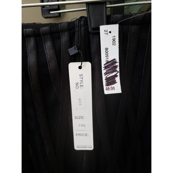 ModeLia Straight Skirt Womens Size 3XL Black Chiffon Lined Layered Side Zip - Picture 4 of 13